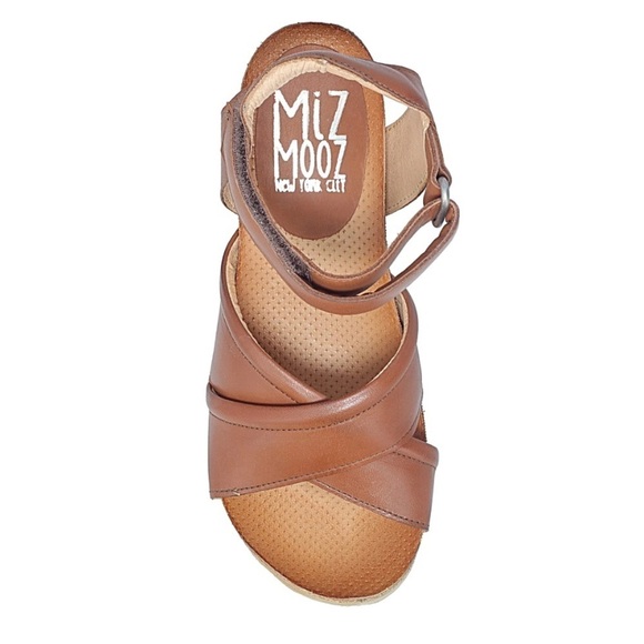 Miz Mooz Sofie Wedge Crisscross Strap Leather Sandals - Picture 1 of 16